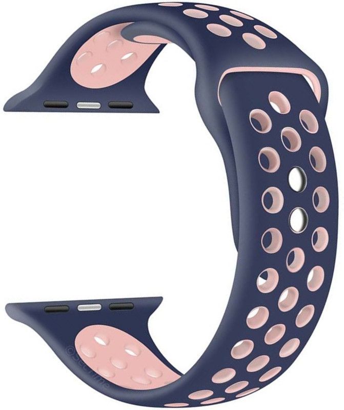 Tingtong Soft Silicone Sport 42mm/44mm Blue and Pink Air Hole Smart Watch Strap  (Blue, Pink)