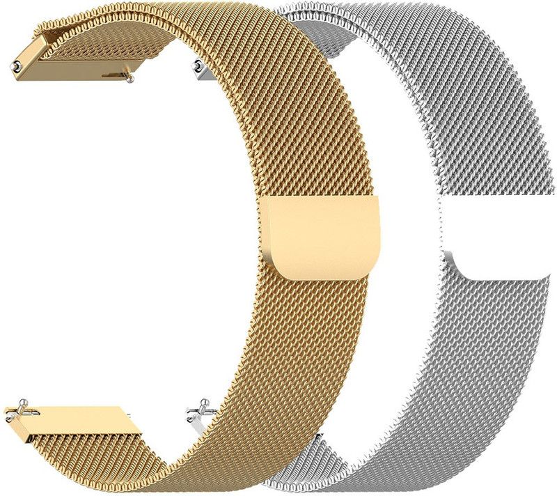 AOnes 20MM Pack of 2 Magnetic Loop Watch Strap for Amazfit Zepp E Square Version Smart Watch Strap  (Gold, Silver)