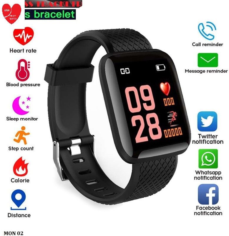 Bydye E2767 LATEST_ID116 ACTIVITY TRACKER SLEEP TRACKER SMART WATCH BLACK (PACK OF 1) Smartwatch  (Black Strap, Free)