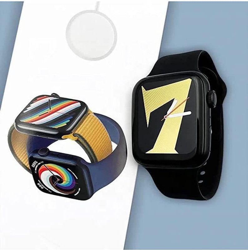 HETVIGARMENT Smart Watch with Wireless Charging,Logo During on/Off,Calling & Notification Smartwatch  (Black Strap, Free Size)