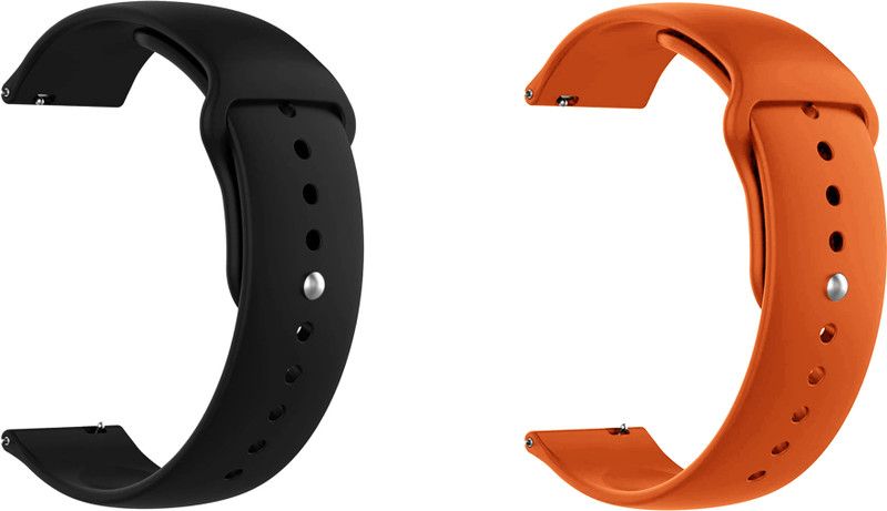 ACM Pack of 2 Watch Strap for Fire-Boltt Ring 3 Bsw043 Smartwatch Belt (Black/Orange Smart Watch Strap  (Mullti Color)