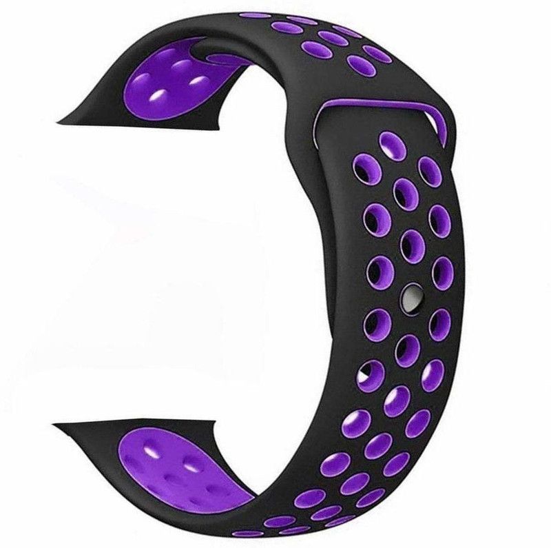 HOCK Silicon Compatible with Apple Watch, Soft Silicone Sport Ventilation Holes Straps Series 5/4/3/2/1, Sport Edition, M/L (Watch Not Included) 42mm/44mm, Black and Purple Smart Watch Strap  (Mullti Color)