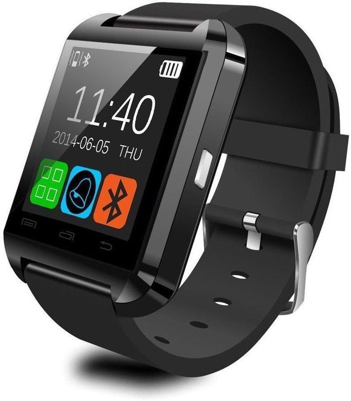 Callmate Gizmobitz Bluetooth A8 Smartwatch  (Black Strap, Regular)