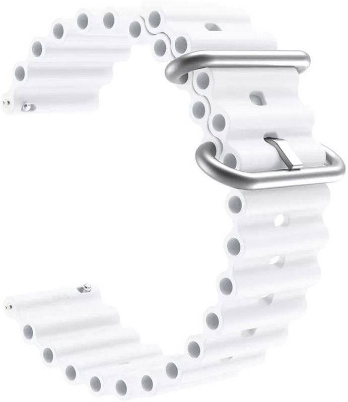 AOnes 22mm Ocean Silicone Watch Bands Compatible for Molife Sense A Dynamic Round Smart Watch Strap  (White)