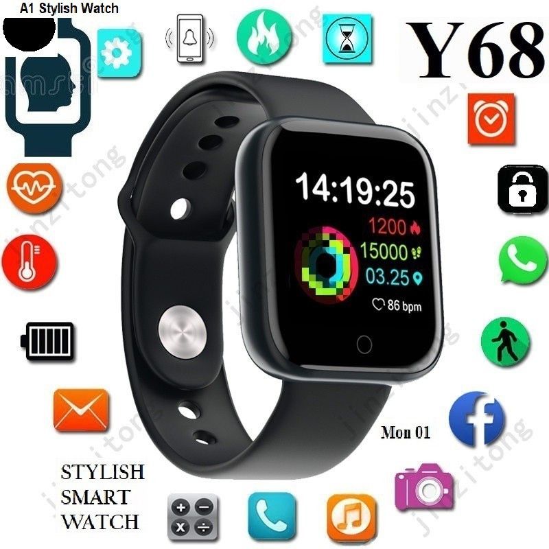 BYDYE -MA_NOV-Y68_155 Smartwatch  (Black Strap, Free)