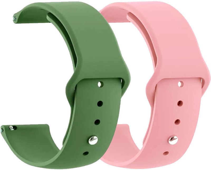 AOnes Pack of 2 Silicone Belt Watch Strap for Fireboltt Talk Ultra Bsw080 Smart Watch Strap  (Green, Pink)
