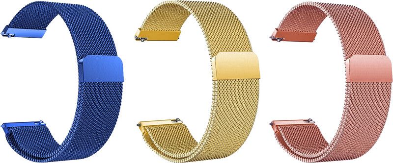 ACM Pack of 3 Watch Strap Magnetic for Sault Rebound Smartwatch (Blue/Gold/Rose Gold Smart Watch Strap  (Mullti Color)