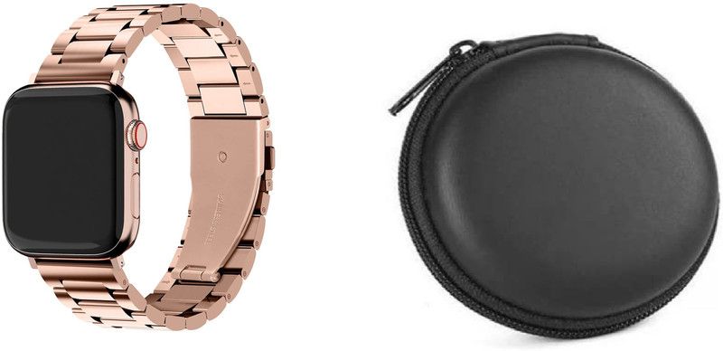 PaxMore Compatible with Apple Watch Band 42mm 44mm 45mm, Rose Gold Metal for All Series Smart Watch Strap  (Gold)