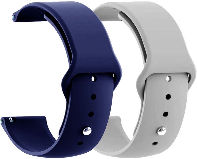 AOnes Pack of 2 Silicone Belt Watch Strap for Tagg Verve Max 2 Smart Watch Strap  (Blue, Grey)