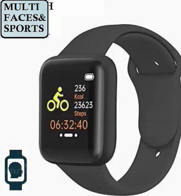 Bashaam OP1135_D20 LATEST HEART RATE STEP COUNT SMART WATCH BLACK(PACK OF 1) Smartwatch  (Black Strap, free)