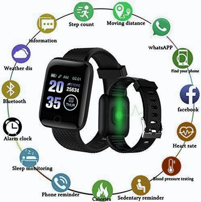 Shree Sangarah Bluekoff ID116 Smartwatch  (Black Strap, Free Size)