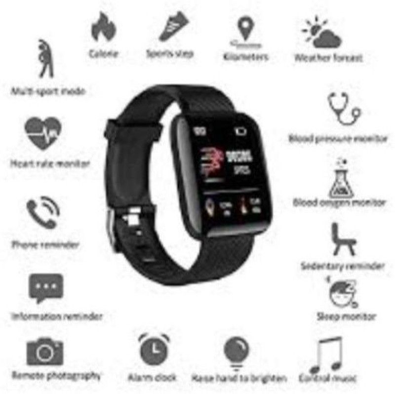 Clairbell JCJ_429R_ID116 Smart band Smartwatch  (Black Strap, Free Size)