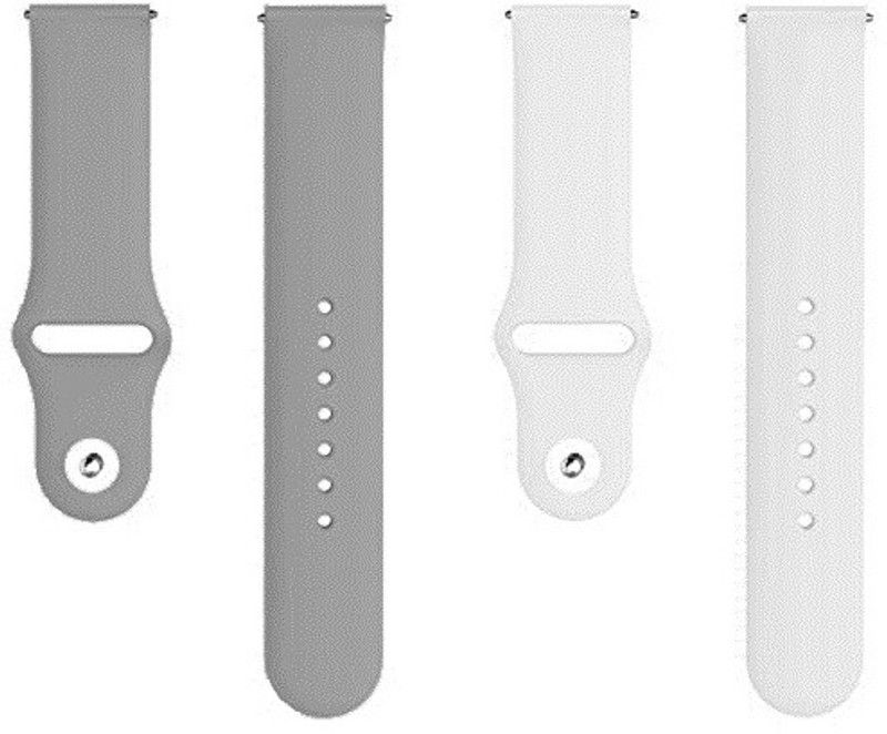 BLACK LOVIES 20 MM Soft Silicon Smartwatch Strap Compatible With BO_AT Vertex Smart Watch Strap  (Grey, White)