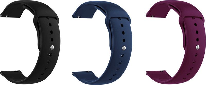 ACM Pack of 3 Watch Strap for Goqii Smart Vital Max (Black/Dark Blue/Burgundy Purple Smart Watch Strap  (Mullti Color)