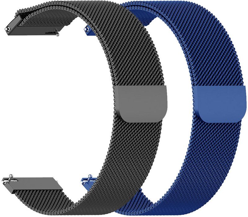 AOnes Pack of 2 Magnetic Loop Watch Strap for Alt Hustle Smart Watch Strap  (Black, Blue)