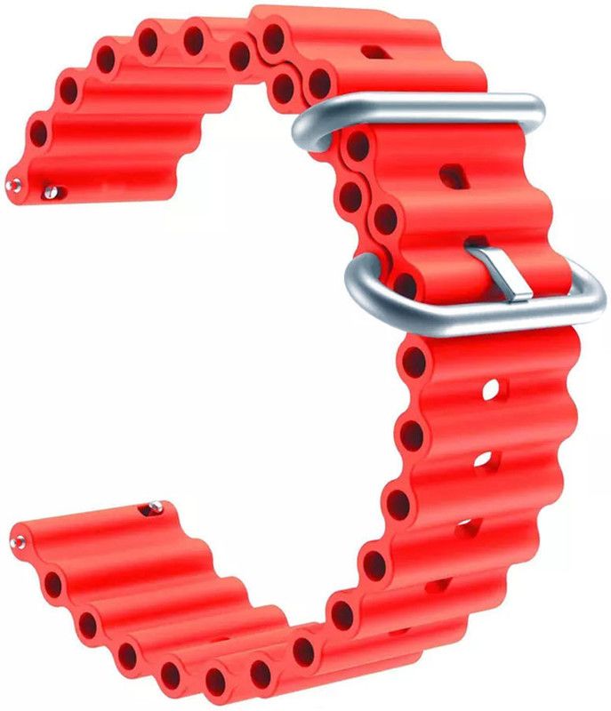 AOnes 20mm Ocean Silicone Watch Bands Compatible for FCUK Series 2 Smart Watch Strap  (Red)