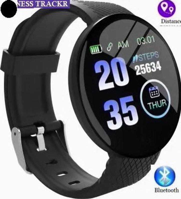 BASHAAM AQ185 D18_ULTRA ACTIVITY TRACKER HEART RATE SMART WATCH BLACK(PACK OF 1) Smartwatch  (Black Strap, Free)