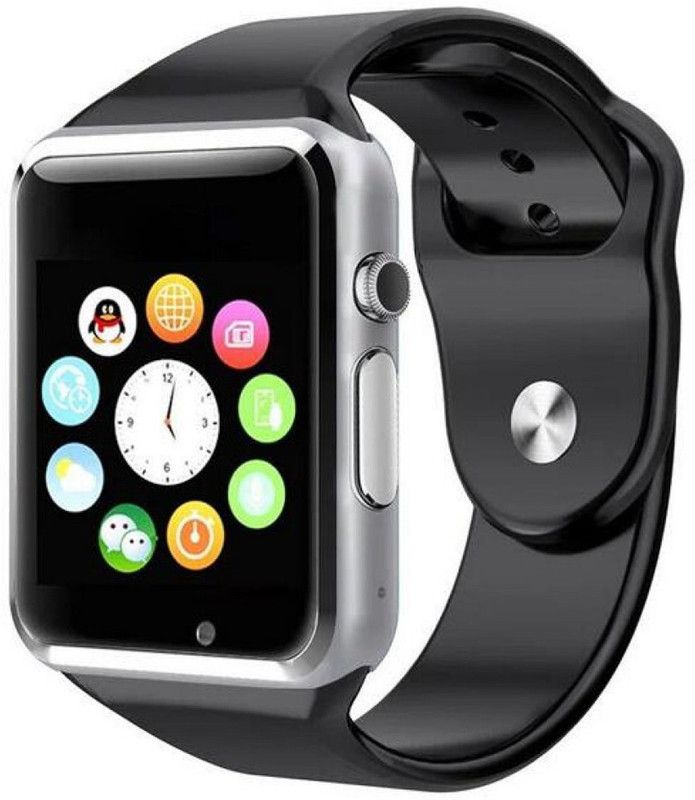 Eleganz ELZ A1 - Silver phone Smartwatch  (Black Strap, Free Size)