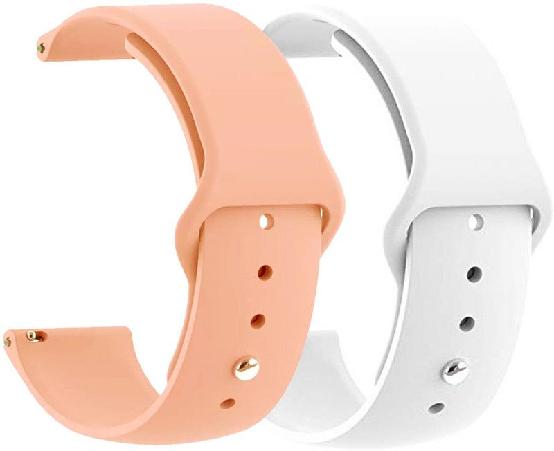 AOnes Pack of 2 Silicone Belt Watch Strap for Pebble Cosmos Luxe 2.0 Smart Watch Strap  (Pink, White)