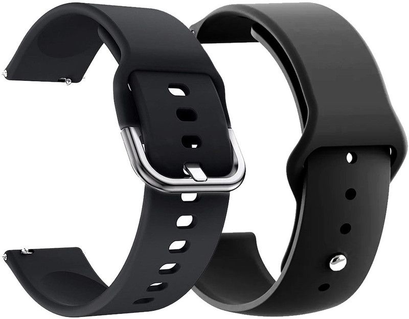 AOnes Pack of 2 Silicone Watch Strap for Gionee Stylfit Gsw10 Pro Smart Watch Strap  (Black)