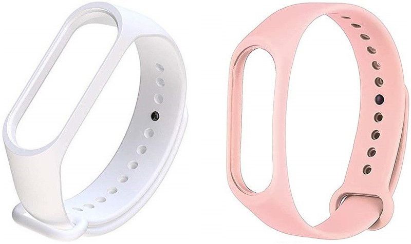 BRODY Soft Silicon Replacement Band Strap Band 3 & 4(Combo Pack of 2)(White, Girlish Pink) Smart Band Strap  (Pink, White)