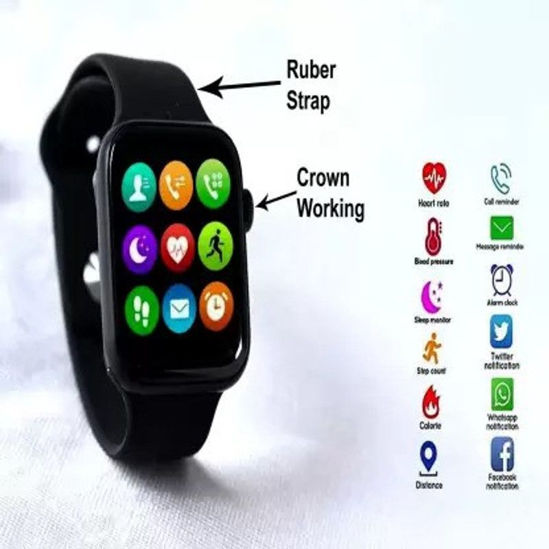 Nitisha I7 Pro Max Bluetooth Grand Bluetooth Wireless Fitness Band for Men, Women & Kids Smartwatch  (Black Strap, Free)