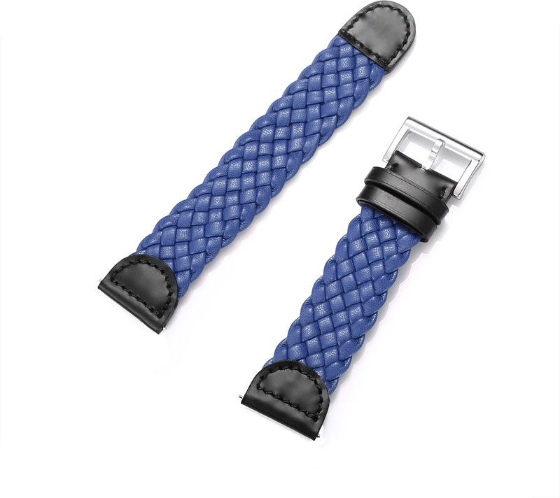 J Single PU Leather Strap Compatible with Series Series 5/4/3/2/1 42mm / 44mm Smart Watch Strap  (Blue)