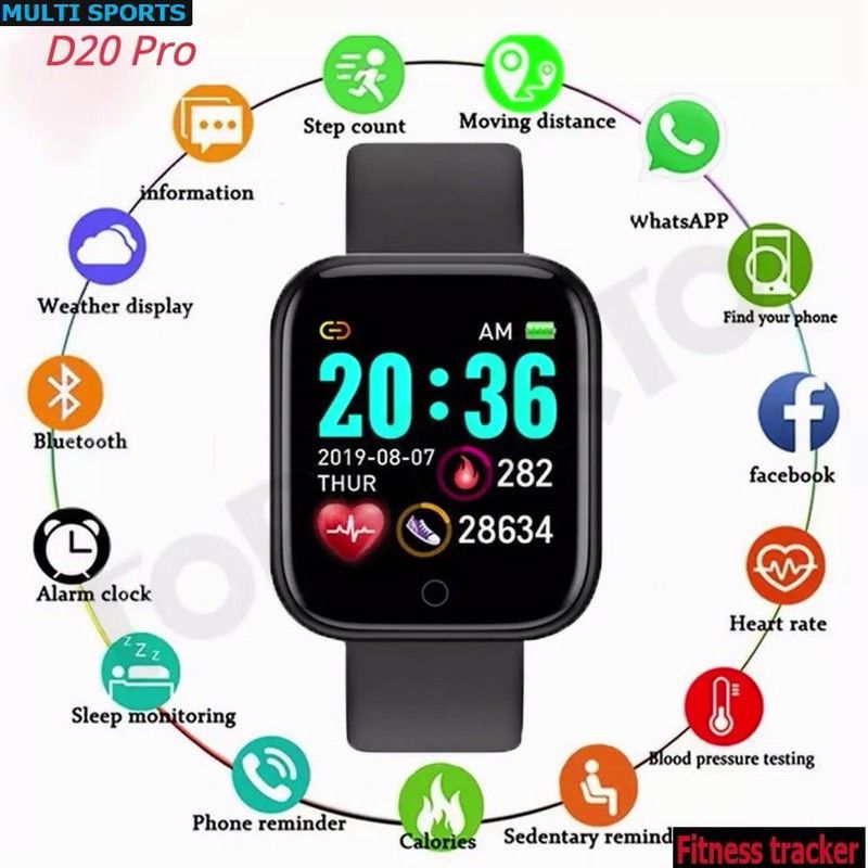 Jocoto S747 (D20) PLUS MULT FACES SLEEP TRACKER SMART WATCH BLACK(PACK OF 1) Smartwatch  (Black Strap, free)
