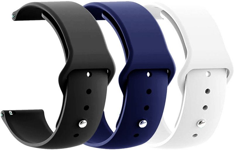 AOnes Pack of 3 Silicone Belt Watch Strap for Skagen Falster 3x Skt5202 Smart Watch Strap  (Black, Blue, White)