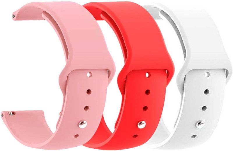 AOnes Pack of 3 Silicone Belt Watch Strap for Fire Boltt Max Smart Watch Strap  (Pink, Red, White)