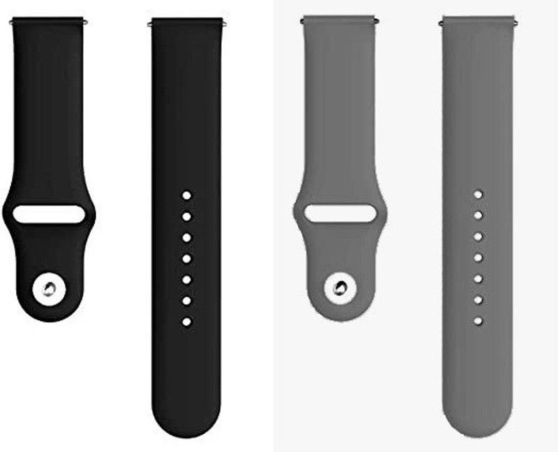 BLACK LOVIES 20 MM Soft Silicon Smartwatch Strap Compatible With BO_AT Vertex Smart Watch Strap  (Black, Grey)