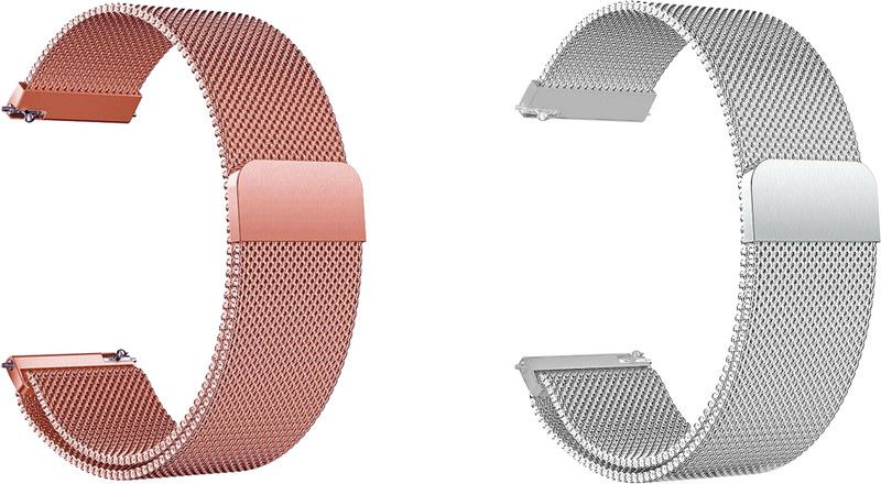 ACM Pack of 2 Watch Strap Magnetic for Gizmore Gizfit Blaze X Belt (Rose Gold/Silver Smart Watch Strap  (Mullti Color)