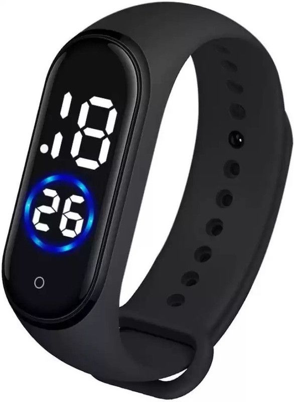 QALIBA New Generation Led Sports Digital black Dial Silicone Band Boys Kids Watch  (Black Strap, Size : xl)