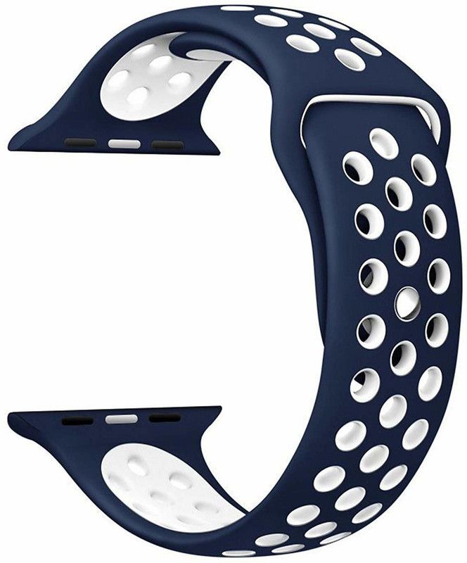 Tingtong Soft Silicone Sport Strap Band for iWatch 38mm/40mm, Compatible with Watch Series 1/2/3/4/5 T_38/40mm_Blue&WhiteHole(Silicon) Smart Watch Strap  (Blue)
