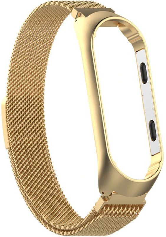 HIGAR Stainless Steel Milanese Loop Strap for Mi Smart Band 5 / 6 - Gold Smart Band Strap  (Gold)