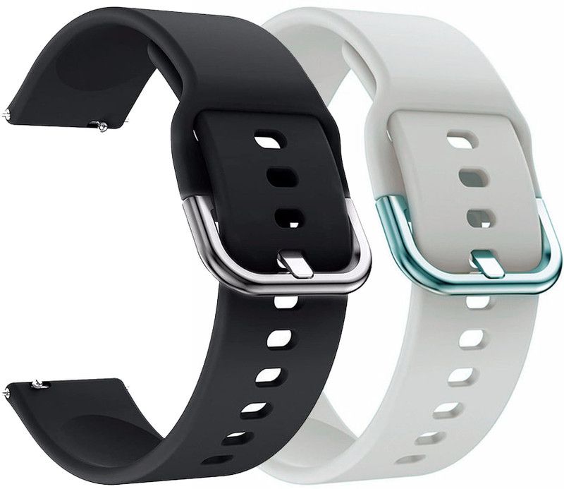 AOnes Pack of 2 Silicone 20mm Watch Strap for Samsung Galaxy Watch Active 2 Smart Watch Strap  (Black, White)