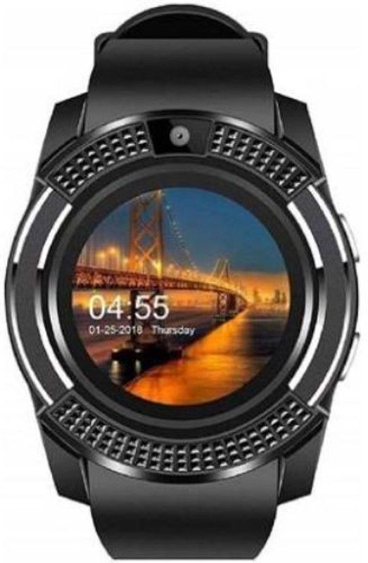 GUGGU NKQ_117E V8 Smart Watch Smartwatch  (Black Strap, XL)