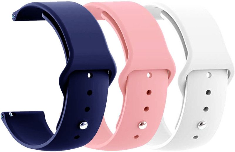AOnes Pack of 3 Silicone Belt Watch Strap for Evolves Nextfit Talk Smart Watch Strap  (Blue, Pink, White)
