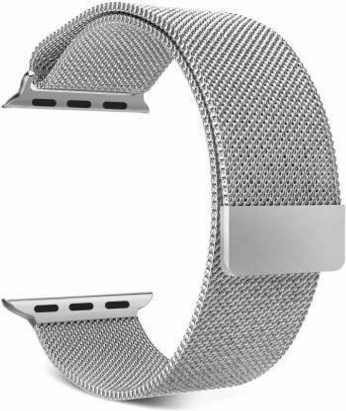 ICREATOR watch Band Strap With Fully Magnetic Closure Clasp And Stailness Steel 42/44 mm Series 1 2 3 4 5 Smart Watch Strap , Silver Smart Watch Strap  (Silver)