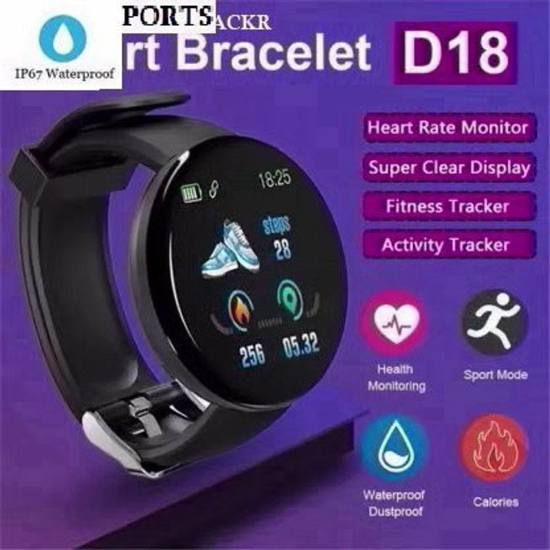JOCOTO AQ351 D18_PLUS SLEEP TRACKER MULTI SPORTS SMART WATCH BLACK(PACK OF 1) Smartwatch  (Black Strap, Free)