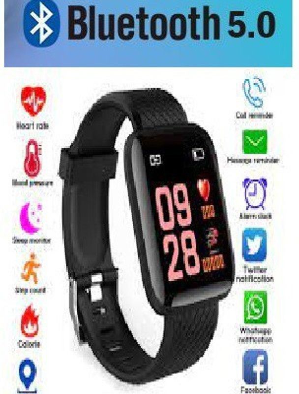 Ykarn Trades AQ582/ID116 PRO MAX FITNESS TRACKER SLEEP TRACKER SMART WATCH BLACK(PACK OF 1) Smartwatch  (Black Strap, free)