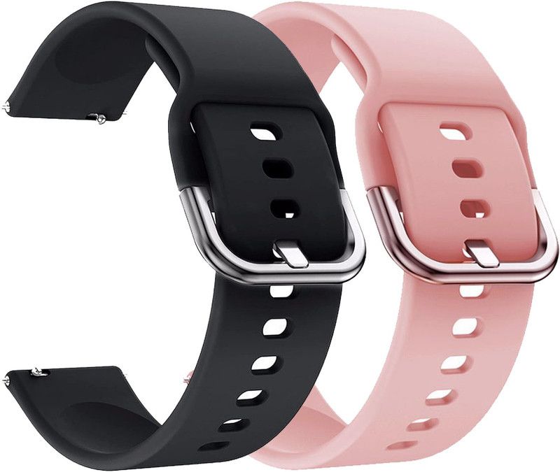 AOnes Pack of 2 Silicone Belt & Metal Buckle for Tagg Verve Engage Crysta Smart Watch Strap  (Black, Pink)