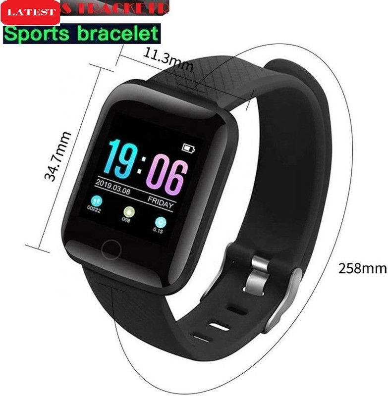 Stybits E903 PLUS_ID116 ACTIVITY TRACKER SLEEP TRACKER SMART WATCH BLACK (PACK OF 1) Smartwatch  (Black Strap, Free)
