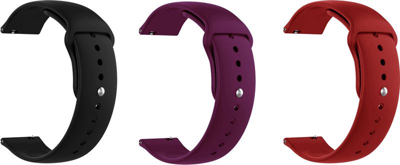 ACM Pack of 3 Watch Strap for Fire-Boltt Ring 3 Bsw043 Smartwatch (Black/Purple/Red) Smart Watch Strap  (Mullti Color)