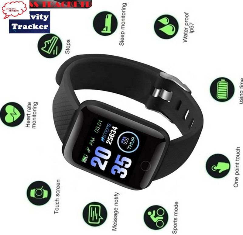 Stybits E1261 LATEST_ID116 MULTI FACES FITNESS TRACKER SMART WATCH BLACK (PACK OF 1) Smartwatch  (Black Strap, Free)