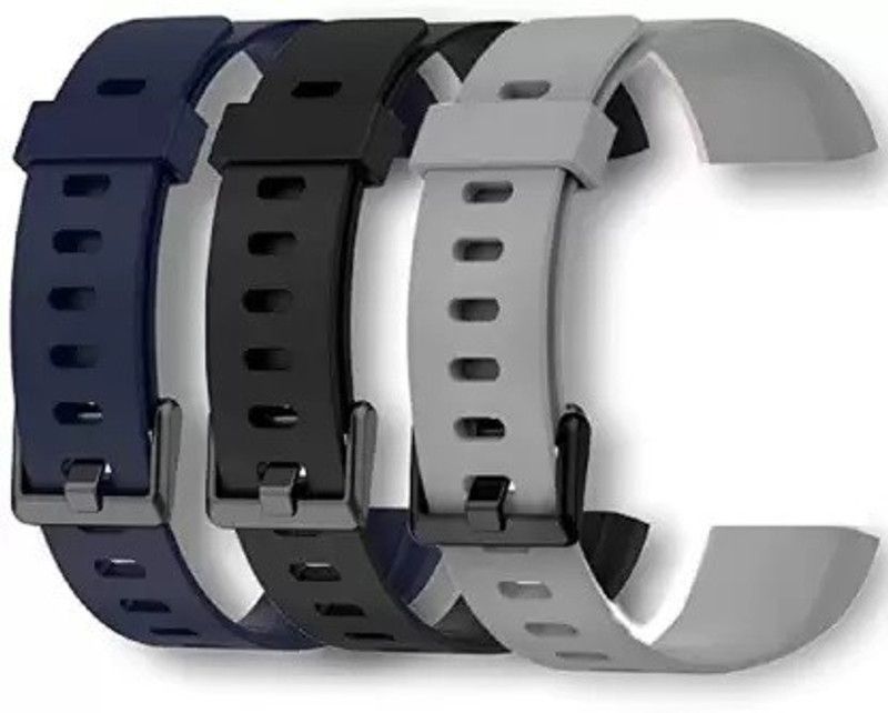 Jape Combo of 03 Silicon Strap Compatible for Real-me Band -RMA183 Smart Band Strap Smart Band Strap  (Grey, Black, Blue)