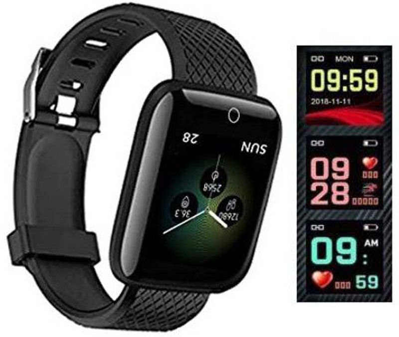 Ykarn Trades O250_ID116 _ID116 Plus Pedo meter, Fitness Tracker Multi Feature Bluetooth Smartwatch  (Black Strap, Free)