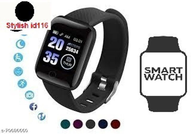 ACTARIAT A1737 ID116_PLUS ACTIVITY TRACKER MULTI FACES SMART WATCH (PACK OF 1) Smartwatch  (Black Strap, Free)