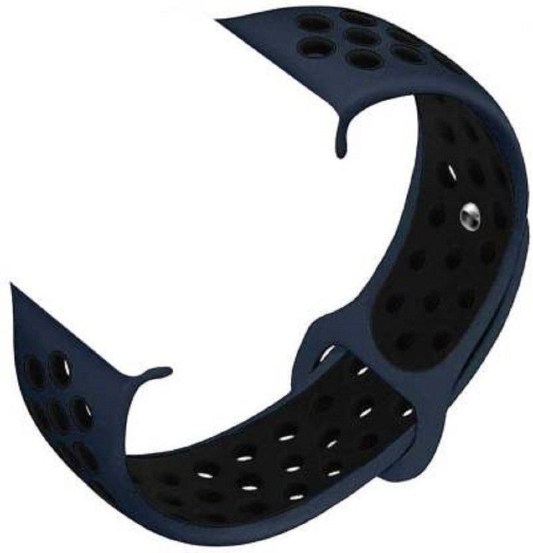 Big Wings Soft Silicone Dual Color Sport Strap Band (Navy Blue, Black Air Holes) Smart Watch Strap  (Blue, Black)