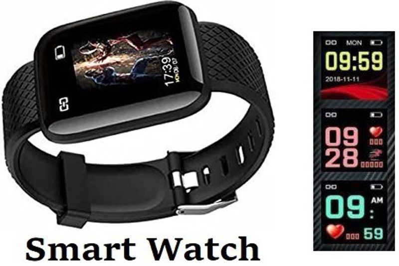 Ykarn Trades O119_ID116 _ID116 Digital Sleep Monitor, Heart Rate Tracker Multi Feature Smartwatch  (Black Strap, Free)